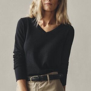 American Giant Women's Premium Slub Long Sleeve V-Neck Tee Size XL Made In USA